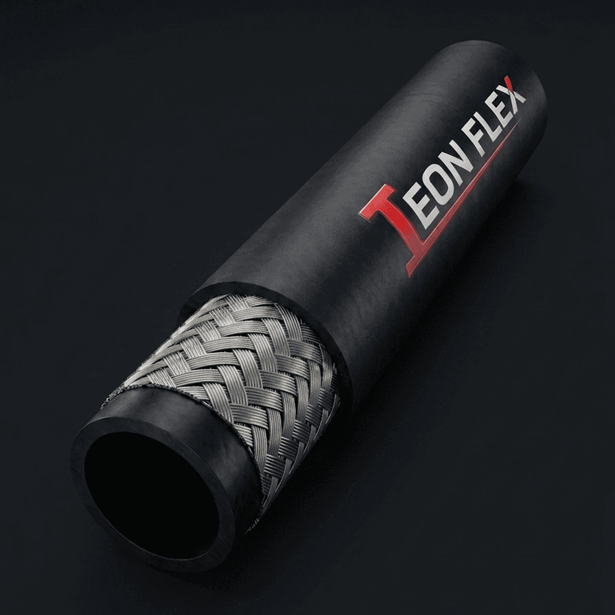R1 hydraulic hose cutaway — a single steel wire braid under the cover