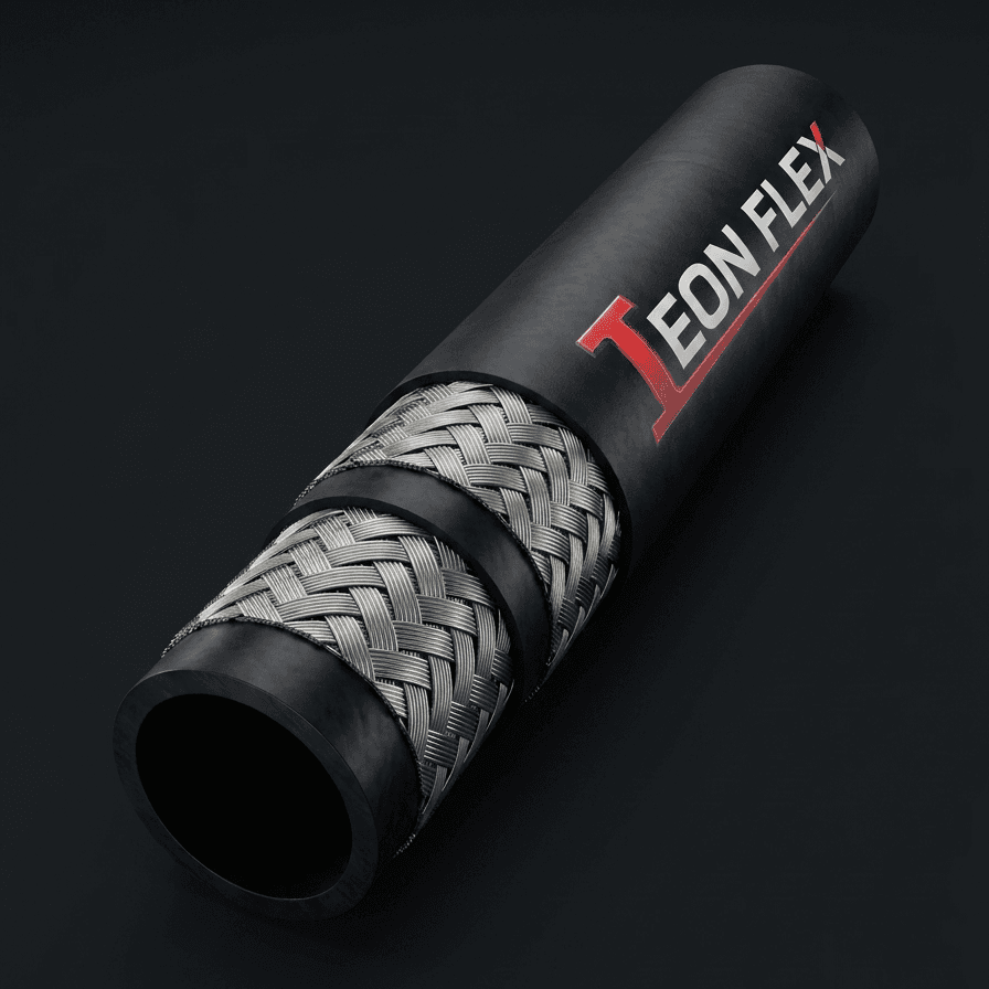 R2 hydraulic hose cutaway — two steel wire braids under the cover